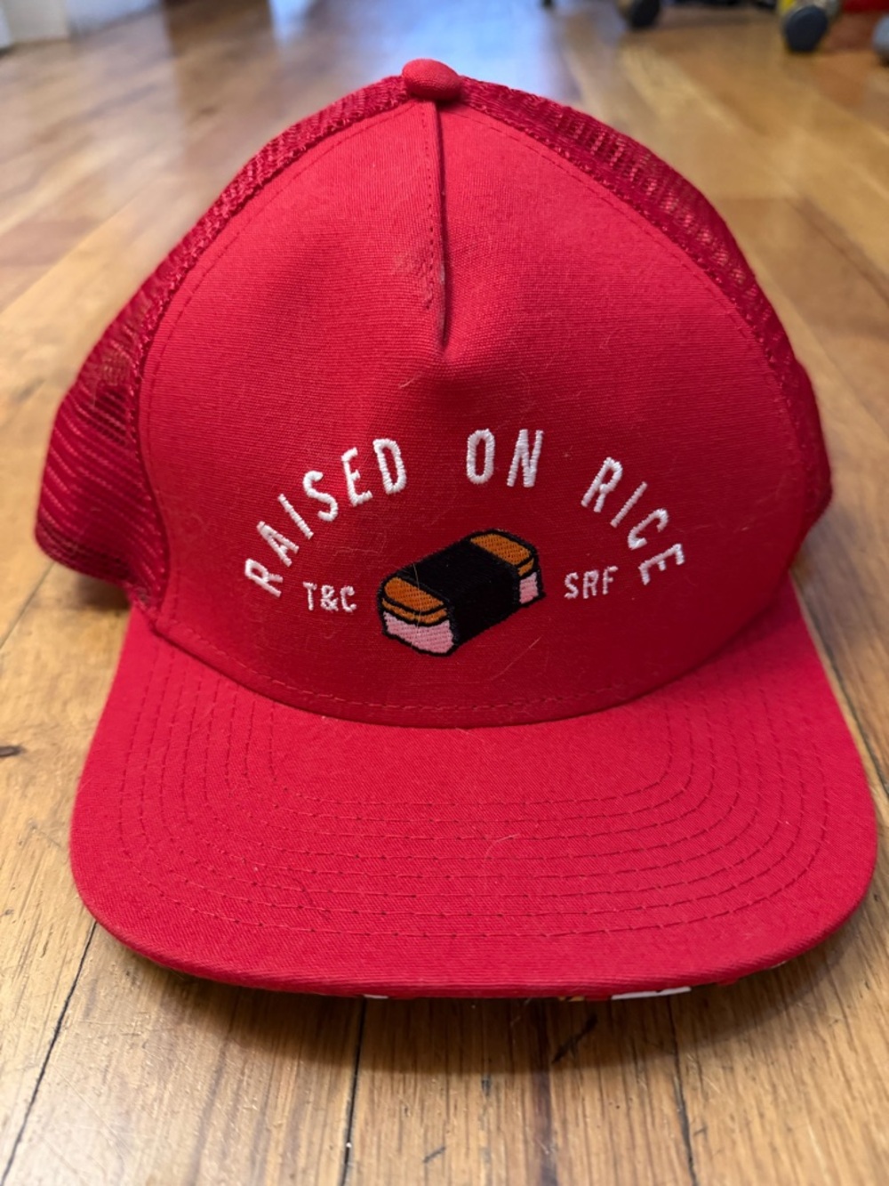 T and C Surf Designs Raised on Rice hat SnapBack adjustable - red T&C